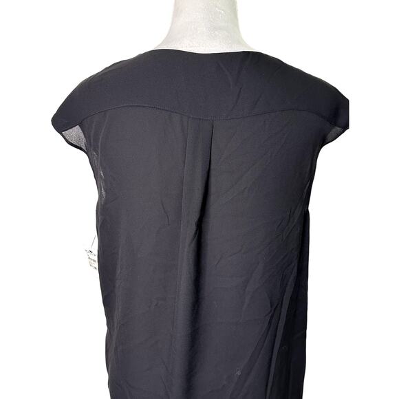 Halogen Blouse Surplice V-Neck Cap Sleeves Lightweight Black Women's Small NWT - Picture 6 of 10